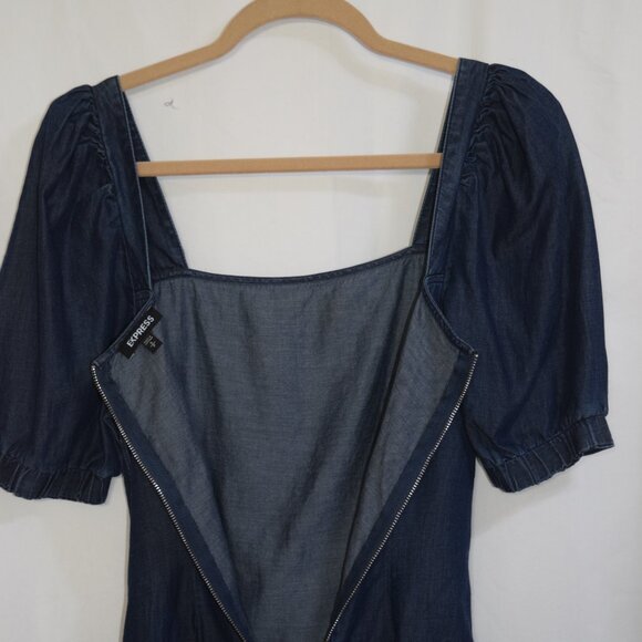EXPRESS Denim Puff Sleeve Shift Dress, size s/p - Picture 3 of 6